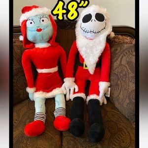 Disney Nightmare Before Christmas Sally and Jack Skellington Jumbo Plush 48”